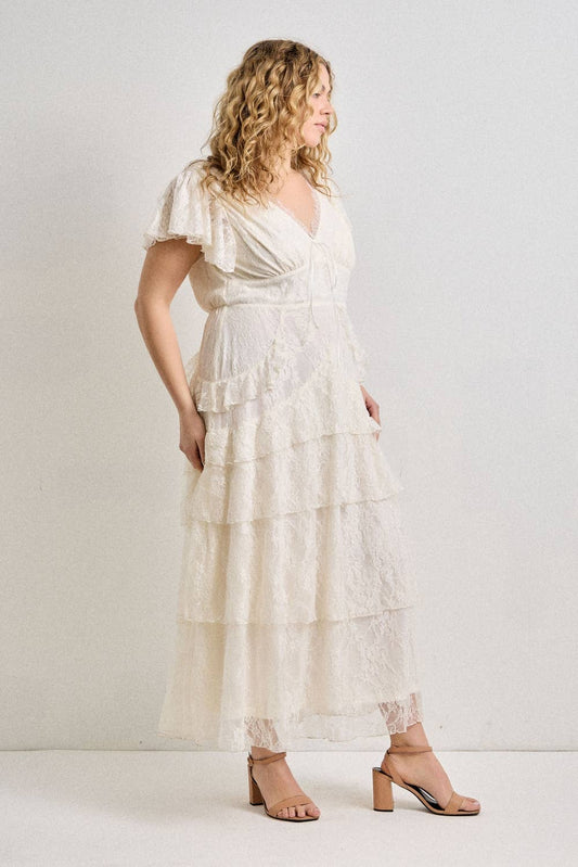 Plus-Bridal Lace Maxi Dress
