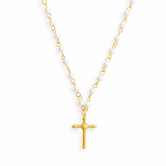 Pearly Cross Necklace