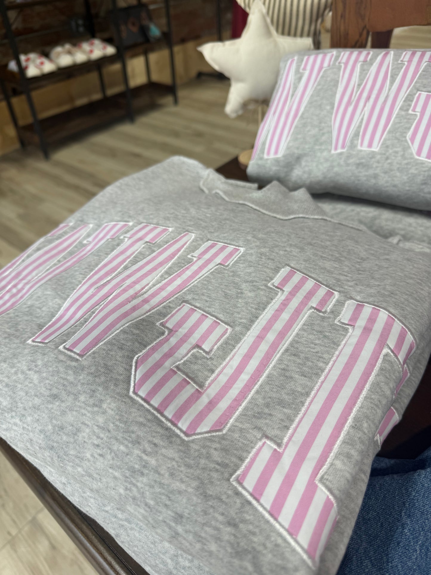 WWJD Pink Striped Mock Neck