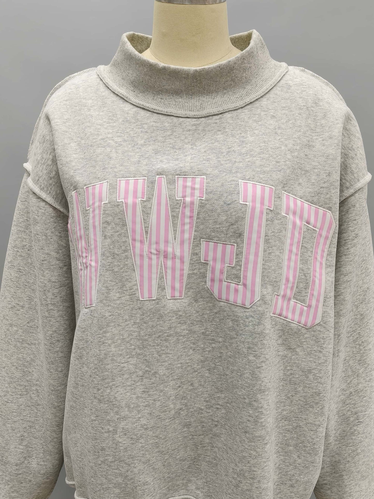 WWJD Pink Striped Mock Neck