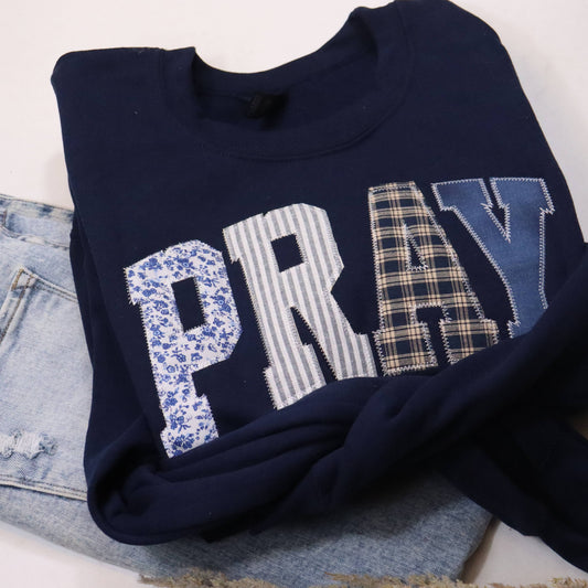Navy PRAY Crewneck