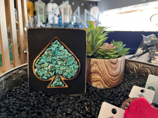 Turquoise Spade Shelf Sitter: Black