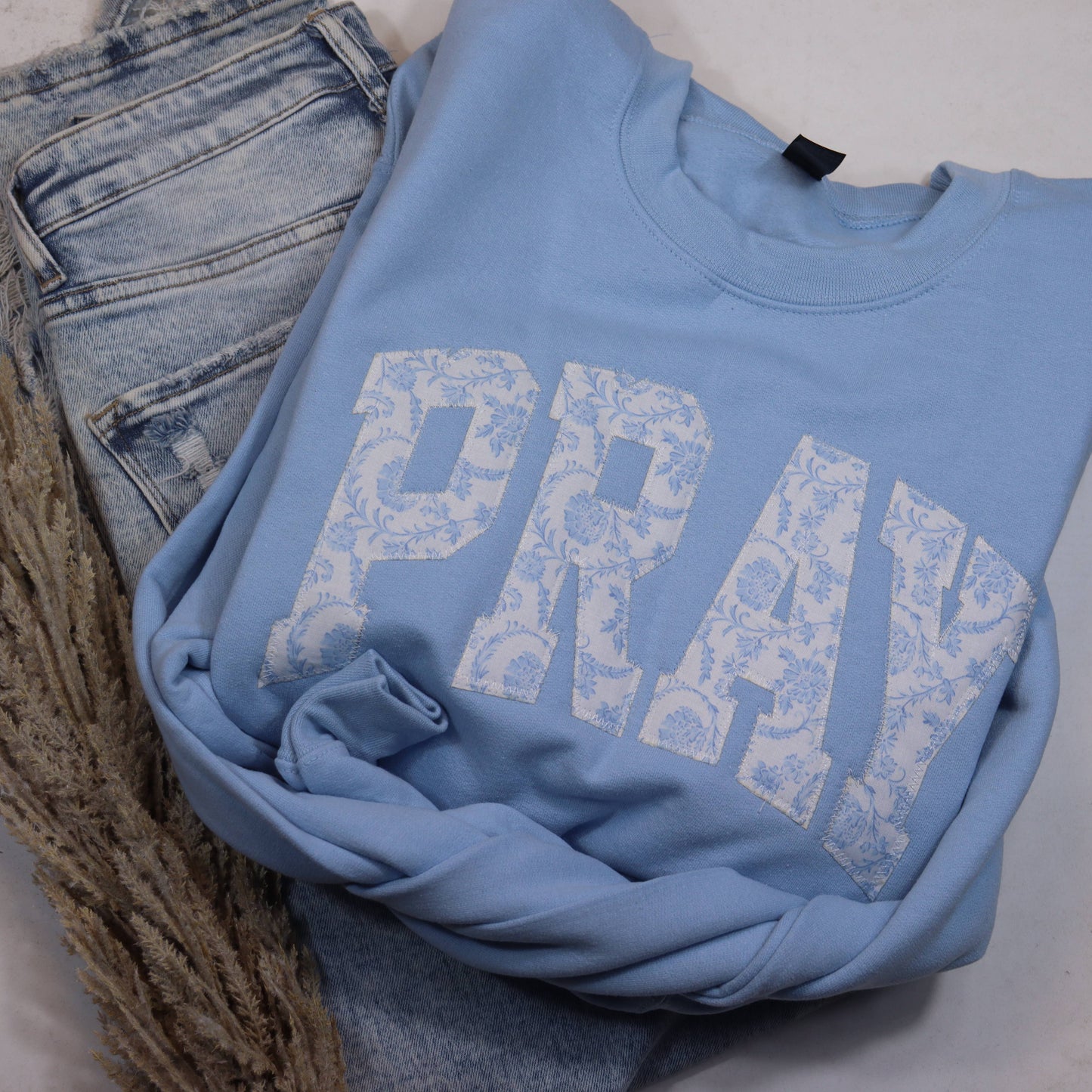 Light Blue PRAY Crewneck