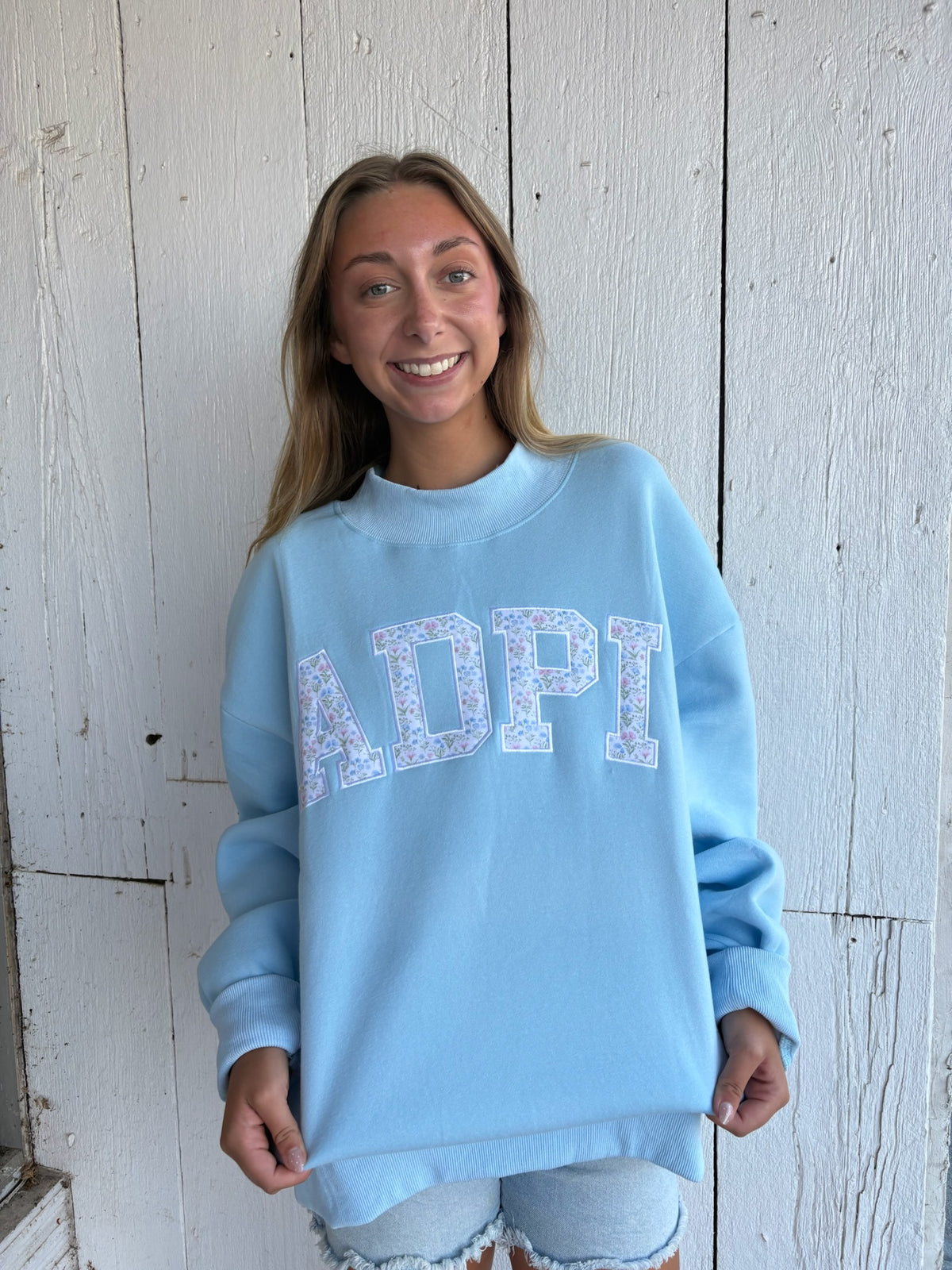 ADPI Greek Floral Mockneck