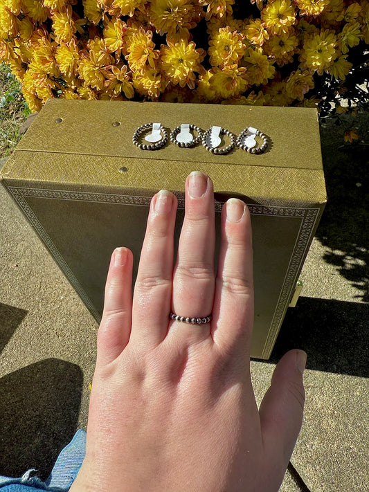 Stretchy Sterling Pearl Rings