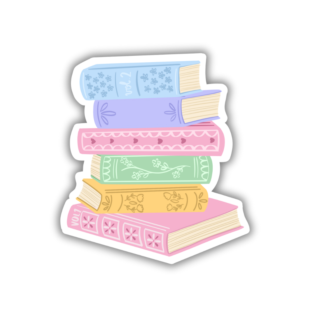 Book Stack Sticker 3"