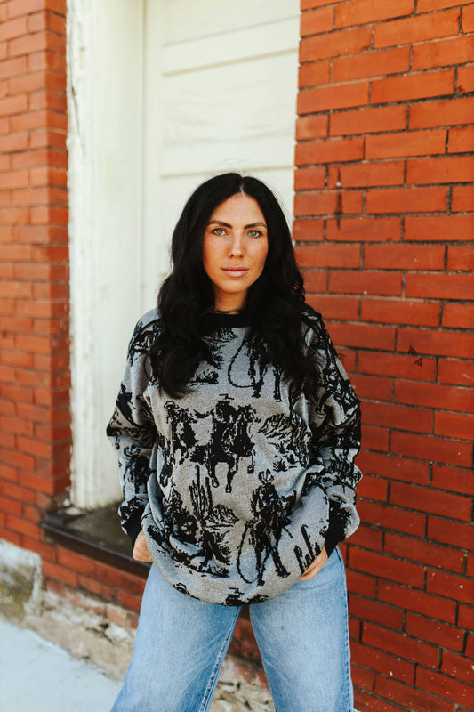 REVERSIBLE Rhinestone Cowboy Sweater || S/M & 2X/3X LEFT