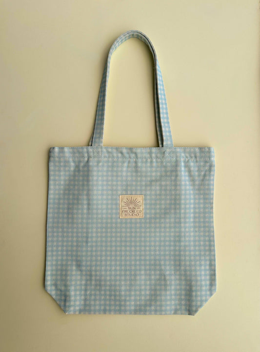 Blue Gingham Tote Bag