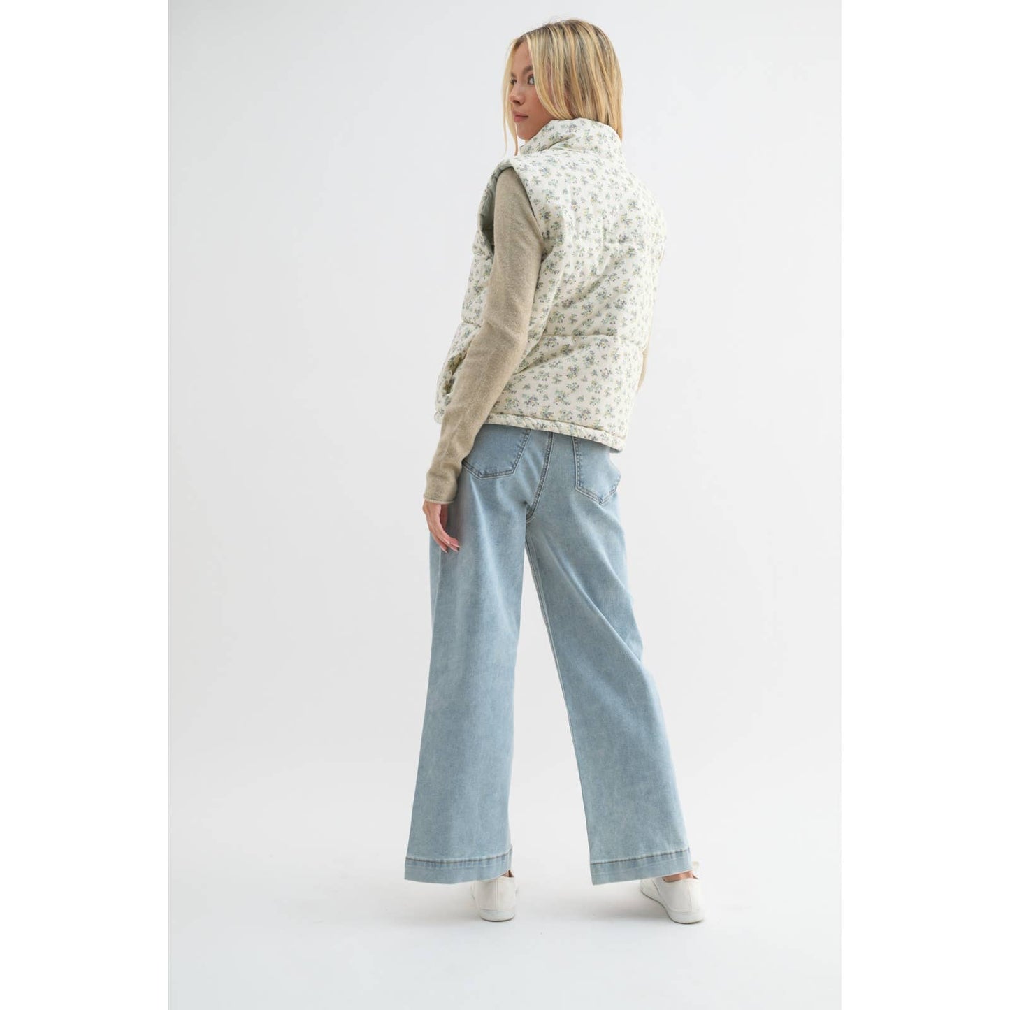 Reversible Floral Vest ~ Sage/Blue