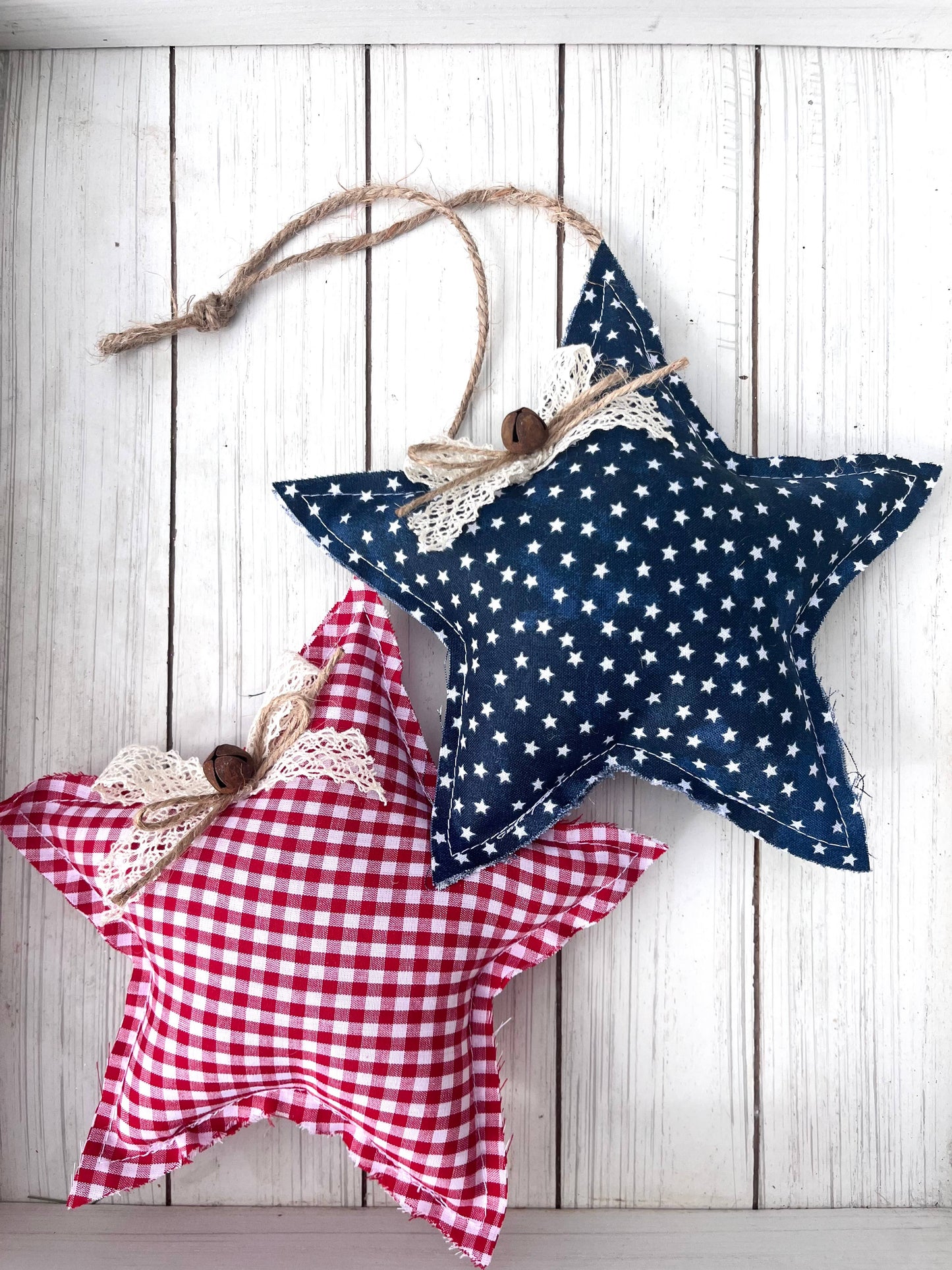 Rustic Gingham Hanging Stars