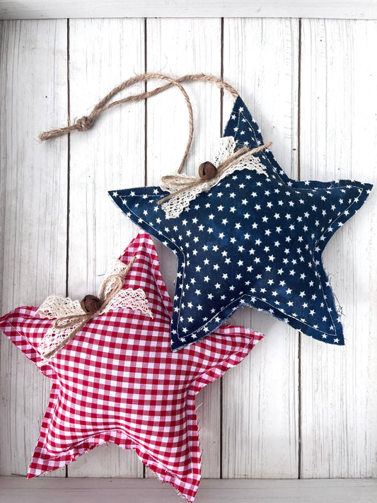 Rustic Gingham Hanging Stars