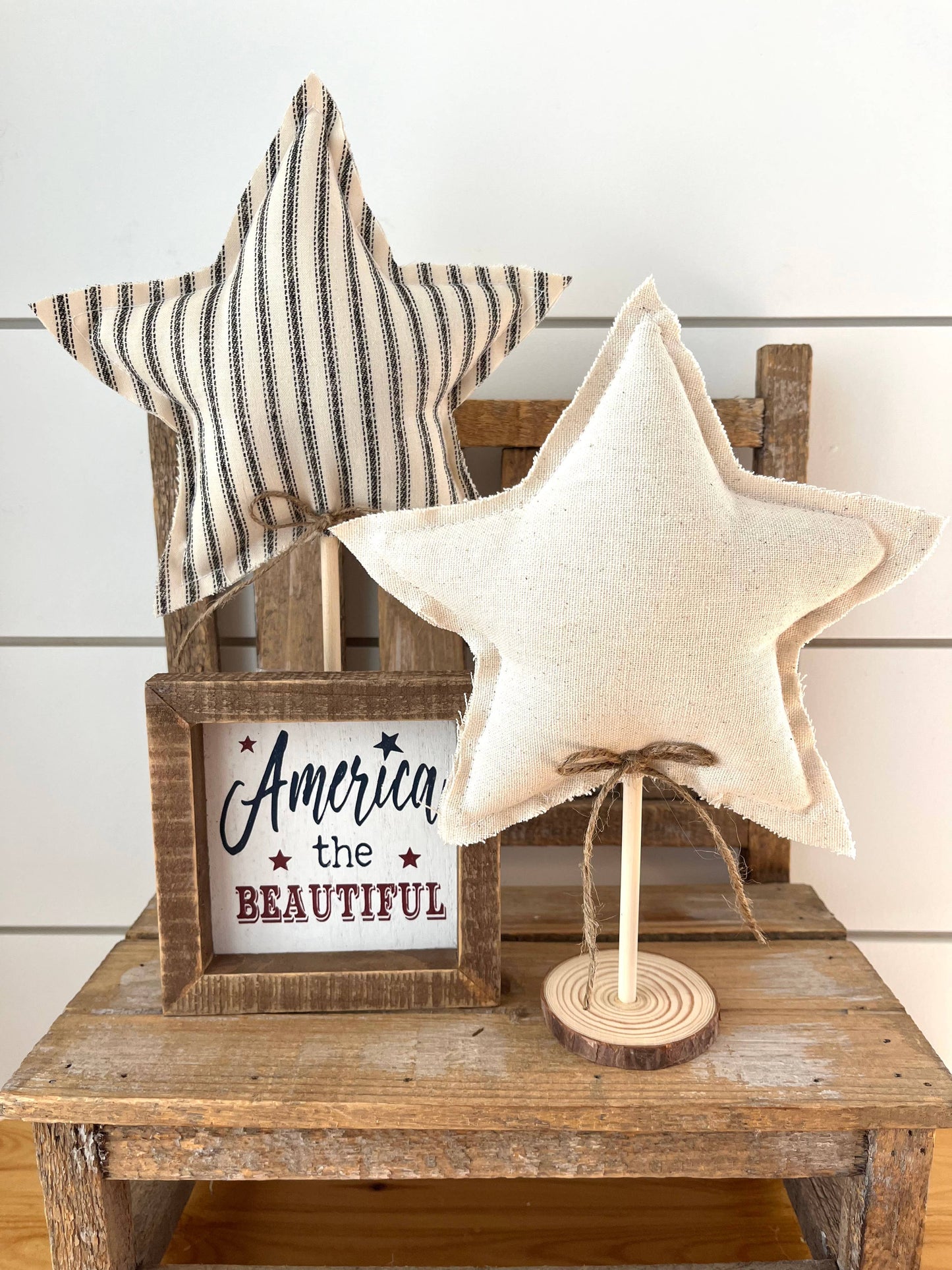 2pc. Rustic Star Set - Farmhouse Stripe