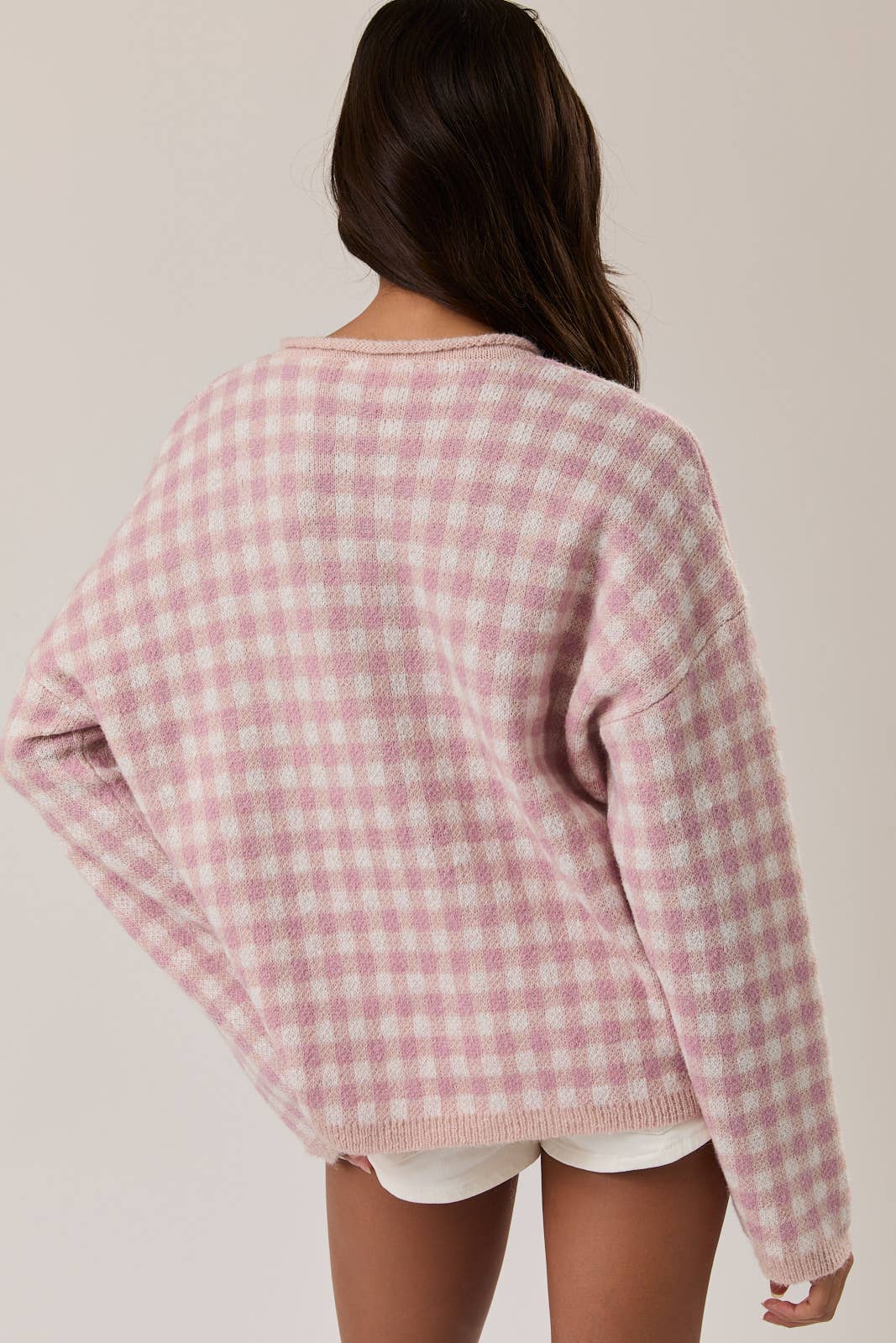 Pink Gingham Henley