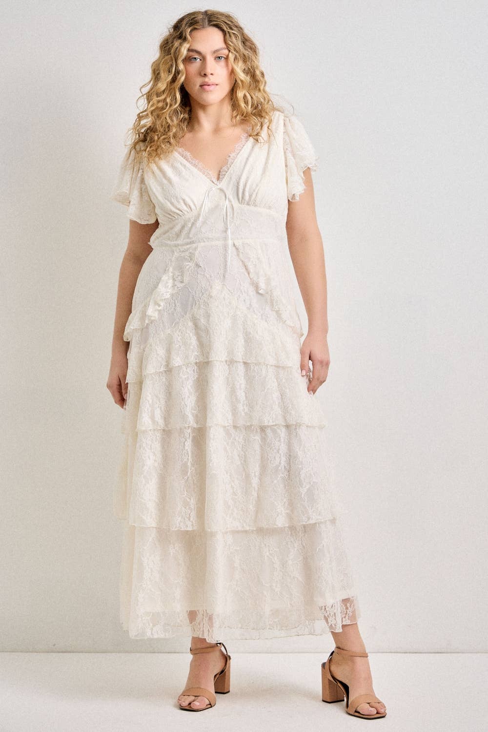 Plus-Bridal Lace Maxi Dress