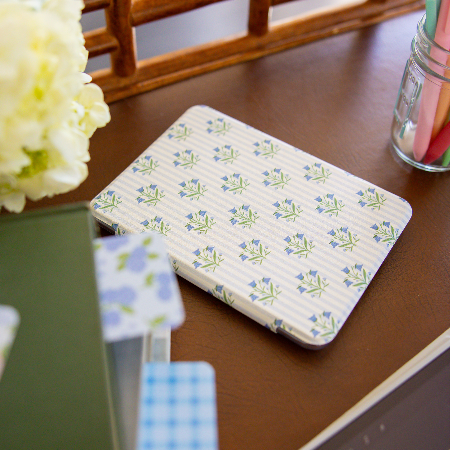 Bellflowers + Stripes Kindle Case
