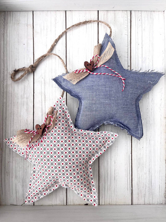 Rustic Denim Hanging Stars