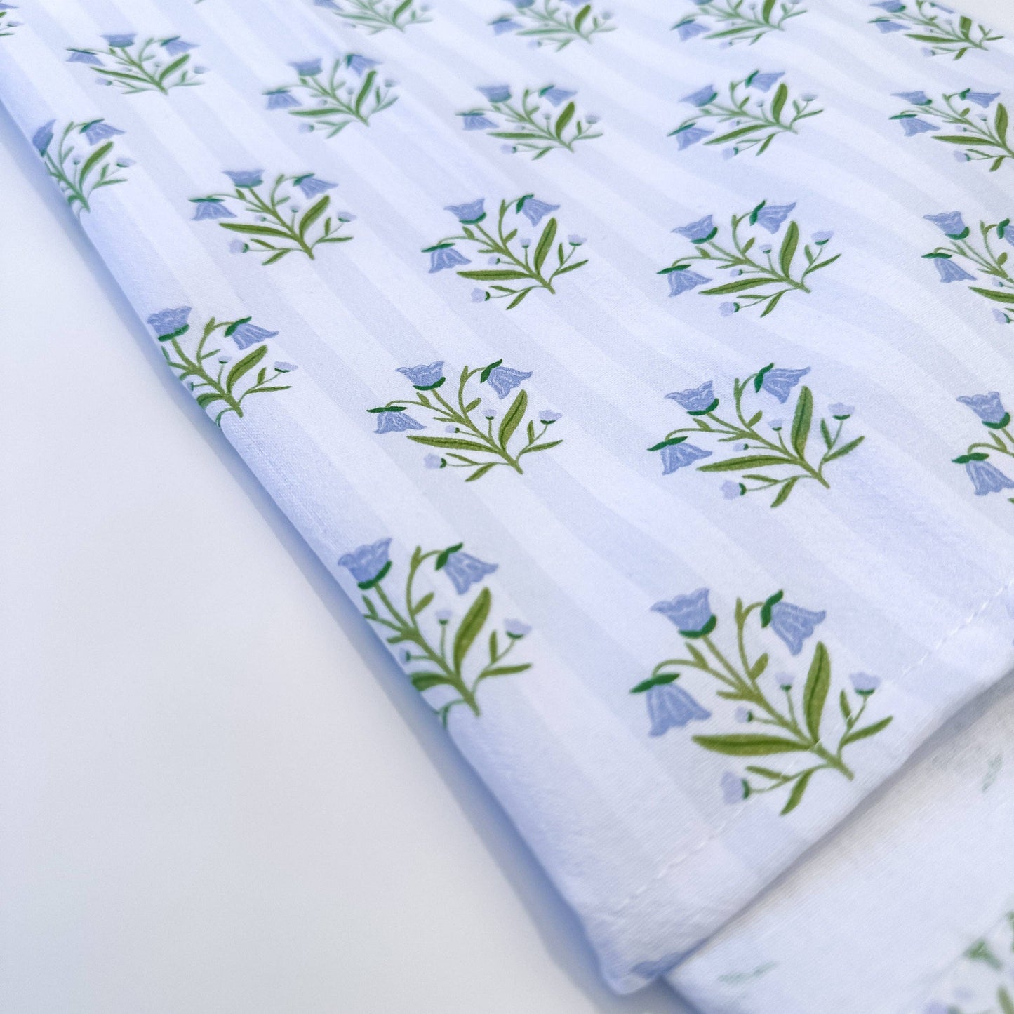 Bellflowers and Stripes Tea Towel