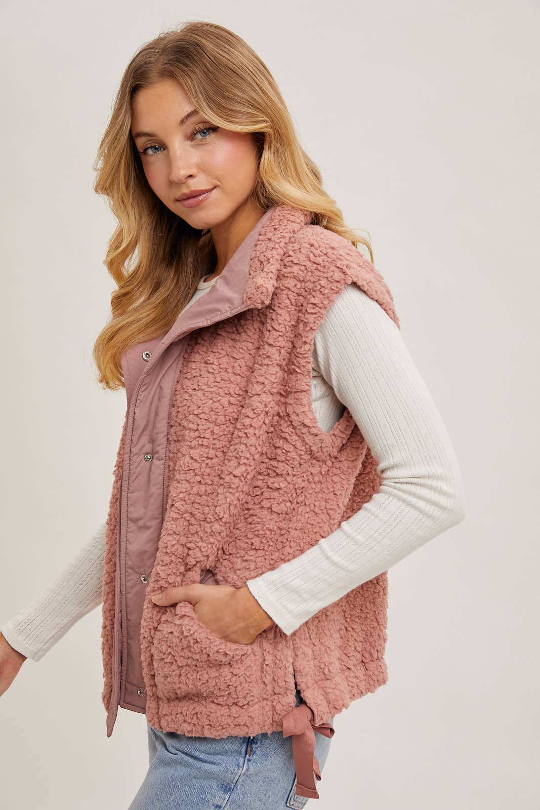 Fleece Sherpa Vest ~ Rose