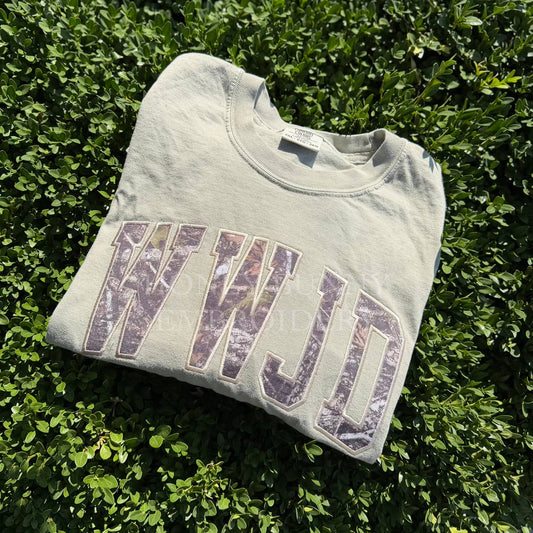 WWJD Camo Embroidered Tee