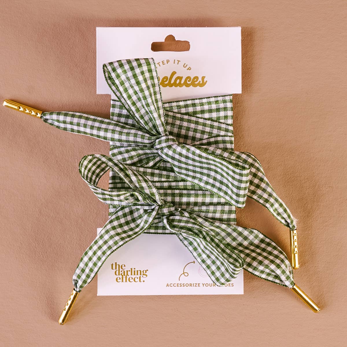 Gingham Green Shoelaces