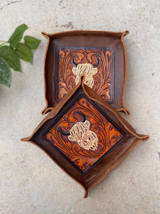Highland Cow Leather Tray