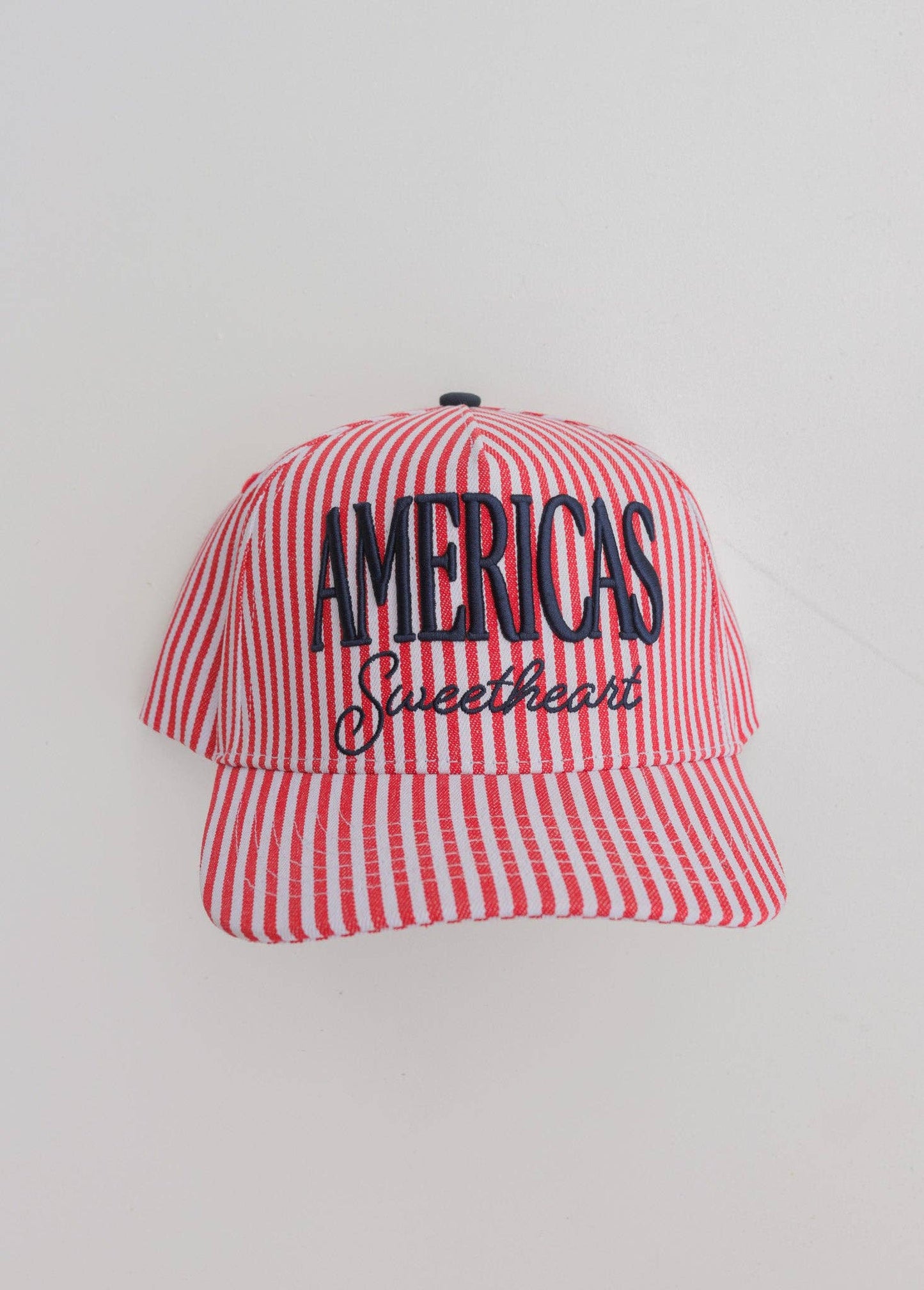 AMERICA'S SWEETHEART STRIPED TRUCKER HAT