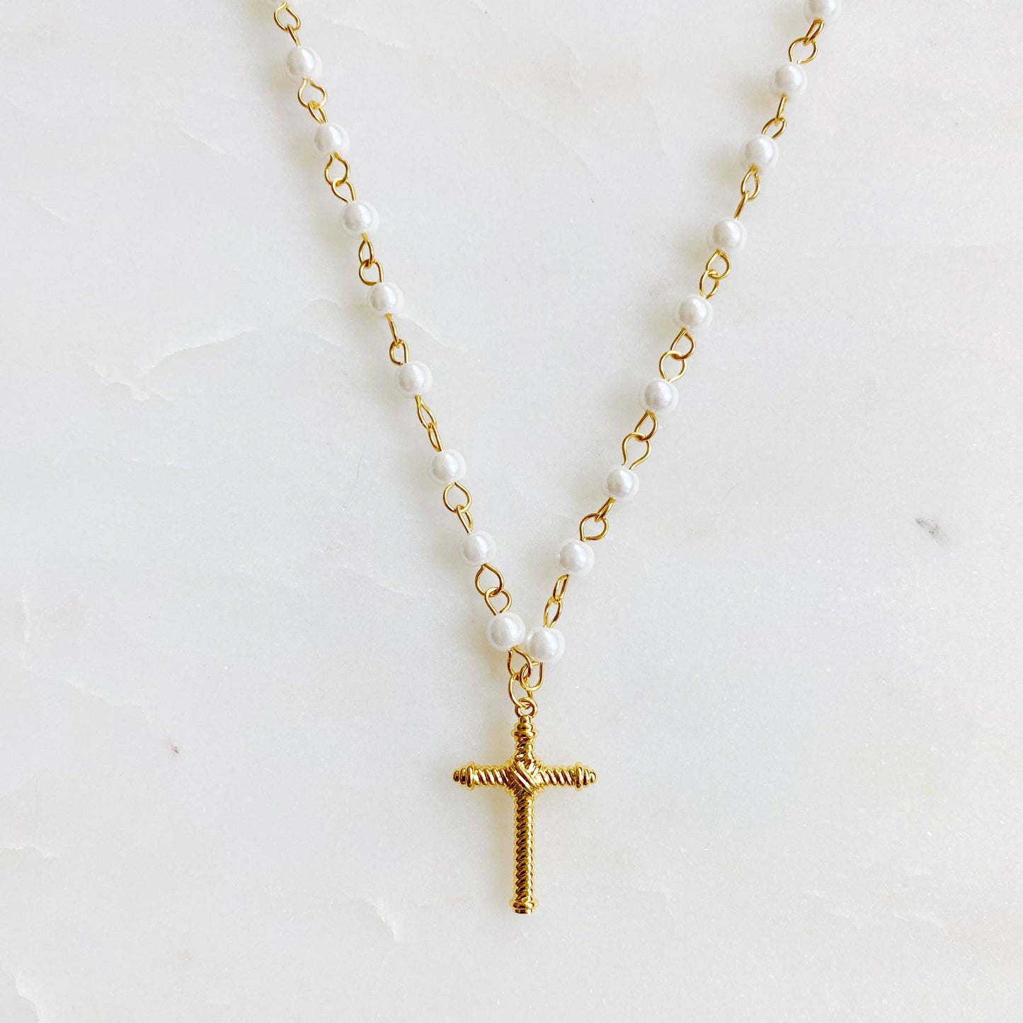 Pearly Cross Necklace