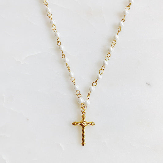 Pearly Cross Necklace
