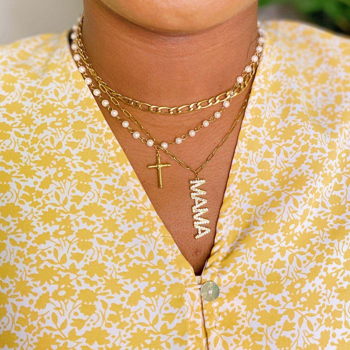 Pearly Cross Necklace