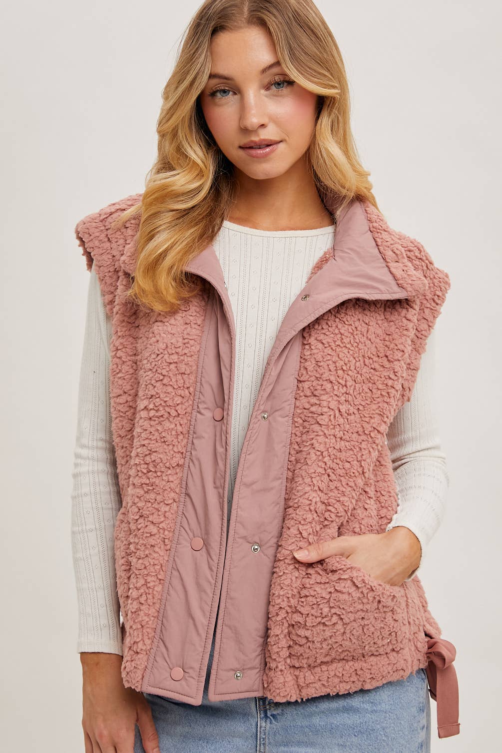 Fleece Sherpa Vest ~ Rose