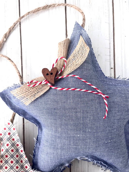 Rustic Denim Hanging Stars