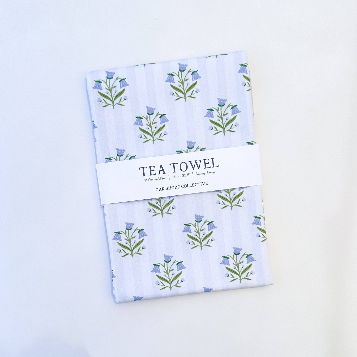 Bellflowers and Stripes Tea Towel