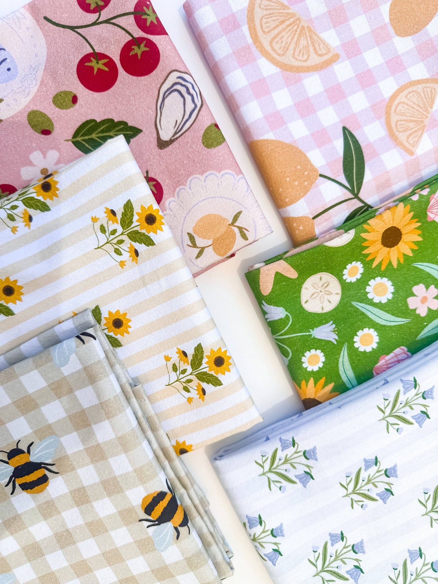 Bellflowers and Stripes Tea Towel