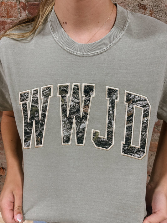 WWJD Camo Embroidered Tee
