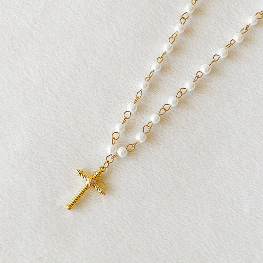 Pearly Cross Necklace