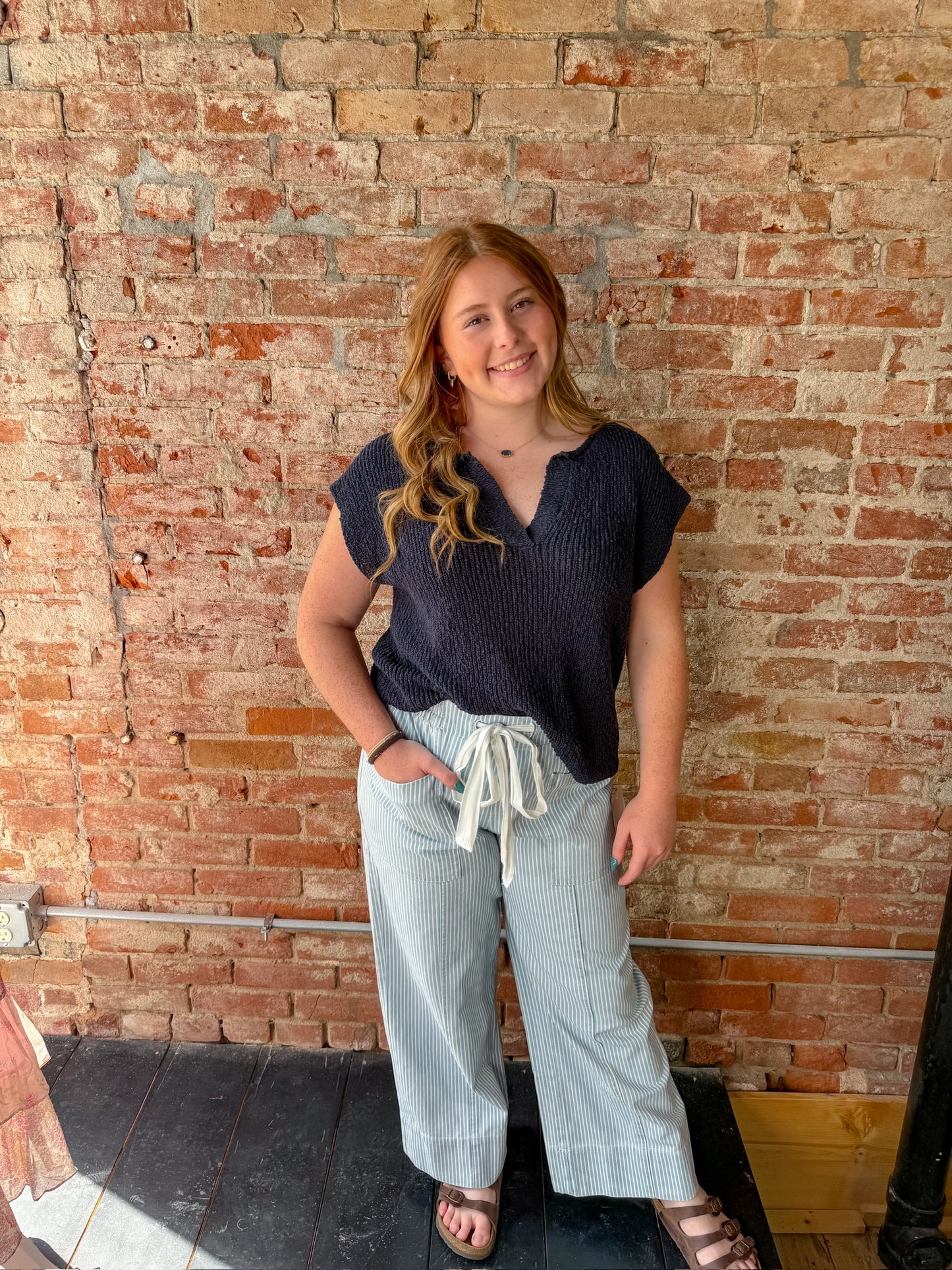 The Shelly Knit Top - Navy