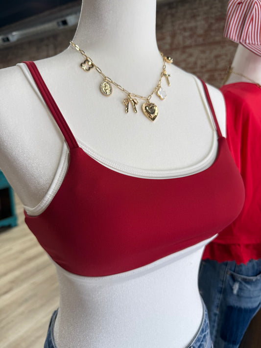 Cherry Layered Sports Bra