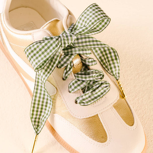 Gingham Green Shoelaces