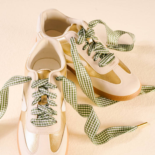 Gingham Green Shoelaces