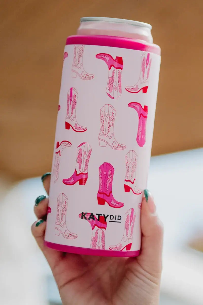 Pink Boots Can Cooler