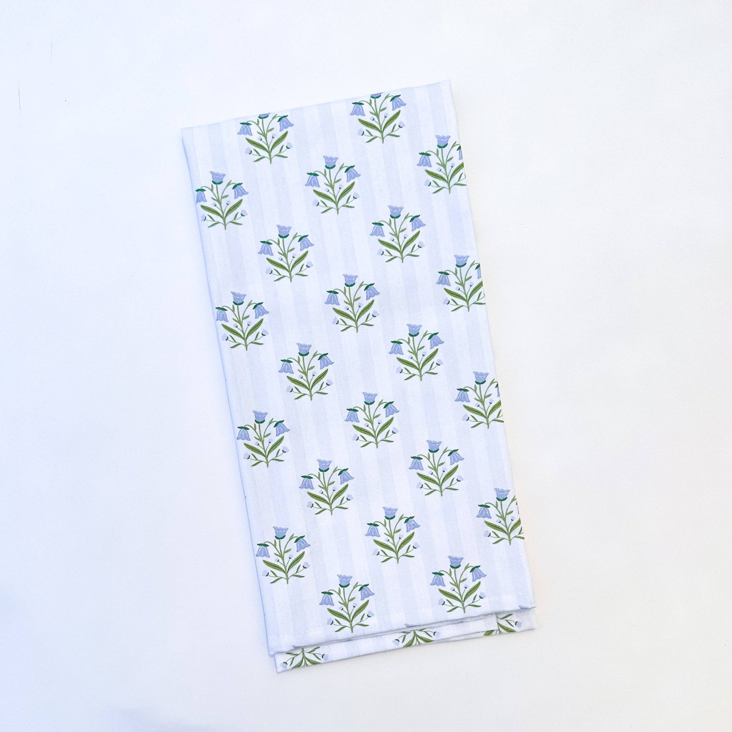Bellflowers and Stripes Tea Towel