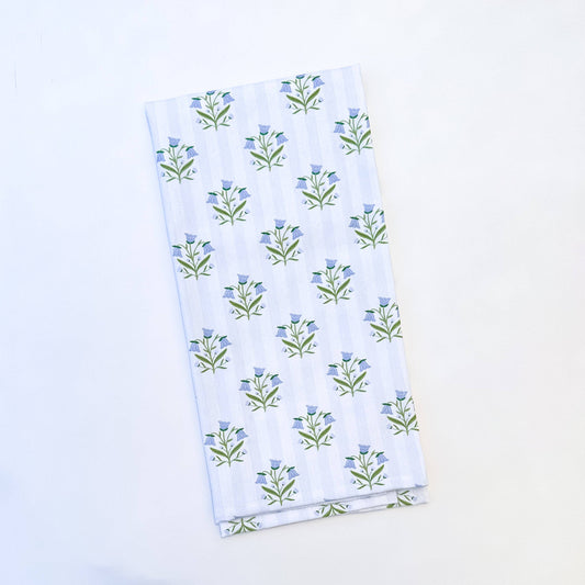 Bellflowers and Stripes Tea Towel