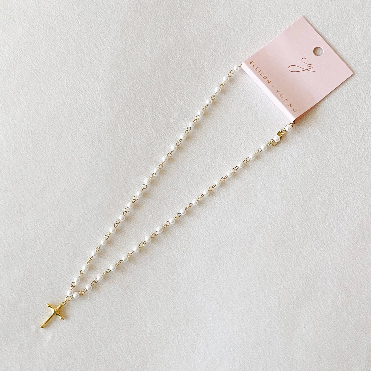Pearly Cross Necklace