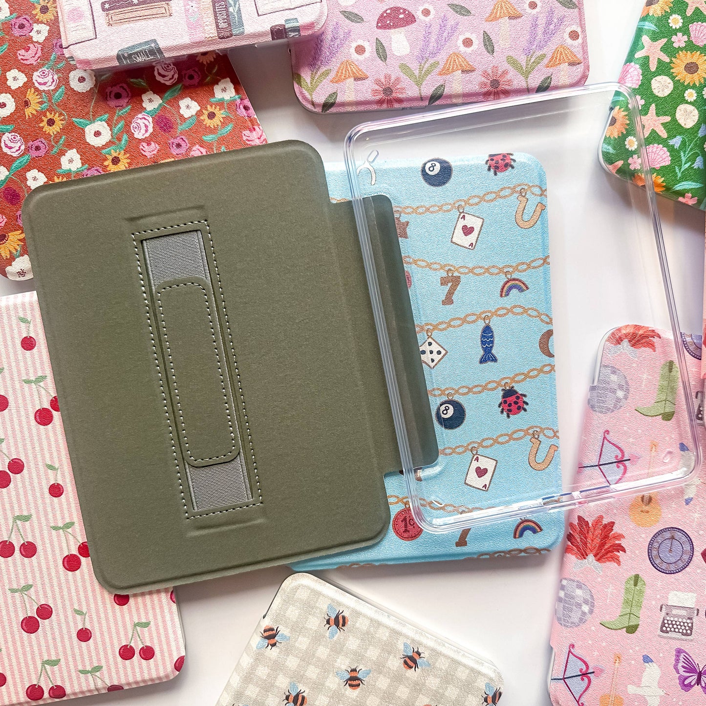 Bellflowers + Stripes Kindle Case